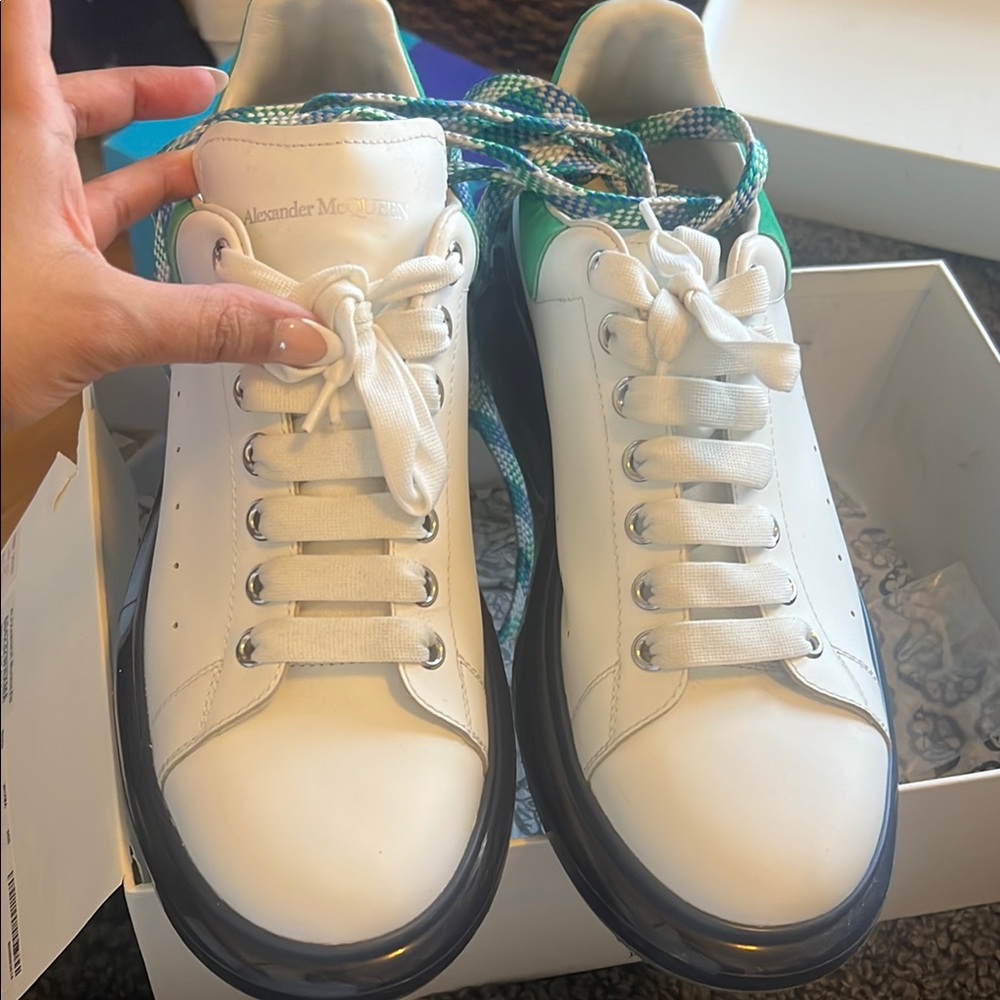 Alexander McQueen White and Green Sneakers